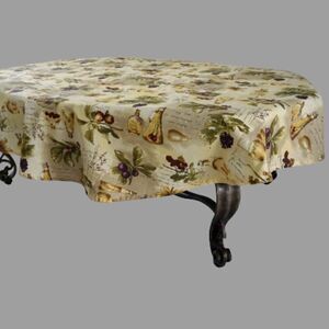 Tuscan Kitchen Tablecloth Oblong Grapes Fruits Herbs Italy Mediterranean 68x68